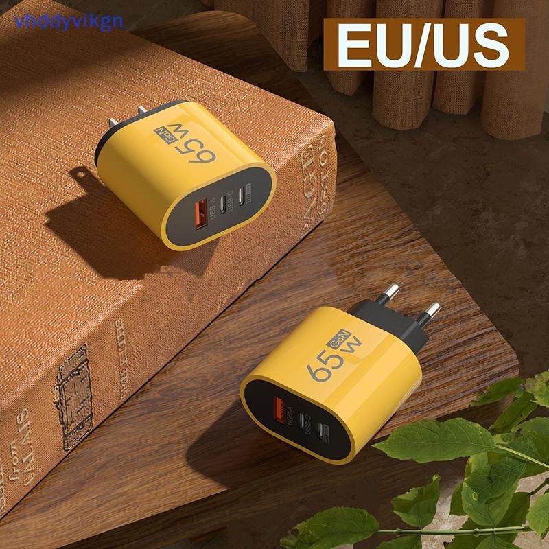 Vhd 65W GaN PD Sạc Loại C Sạc USB Bộ Chuyển Đổi Điện Thoại Cho 15 14 Huawei 3 Cổng Tường VN