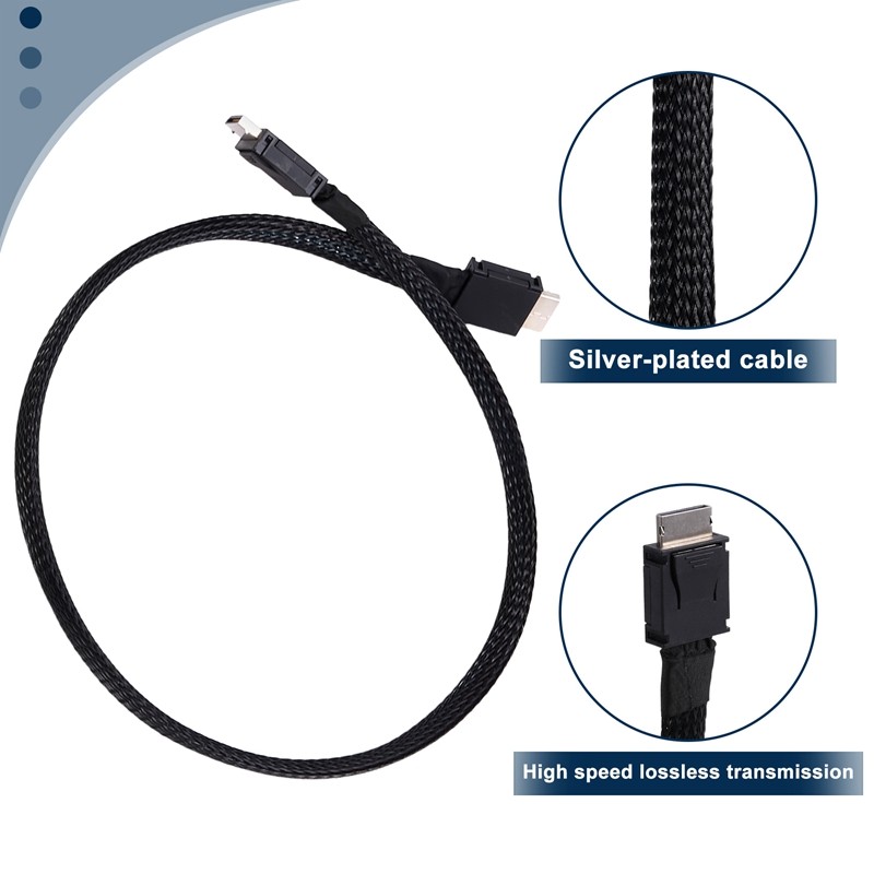 Cáp PCIE 4.0 X4 SAS4 Oculink SFF-8611 Cáp mở rộng mềm bện GPU SSD OCuLink 4X Dây mạ bạc 24Gbps