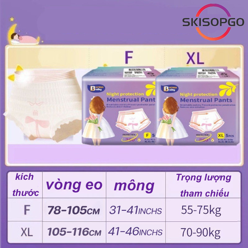 【SKISOPGO】Bộ 5 người Băng vệ sinh dạng quần,chống tràn ban đêm,thấm hút cực nhanh,mềm mại và thoải mái,360 độ