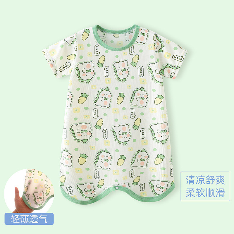 Bộ Đồ Ngủ Lụa Băng Cho Trẻ Em Mùa Hè Mỏng Tay Ngắn Một Mảnh Váy Ngủ Chống Đá Váy Ngủ Bé Trai Bé Gái Nhà Quần Áo Phiên Bản Hàn Quốc Thoáng Khí