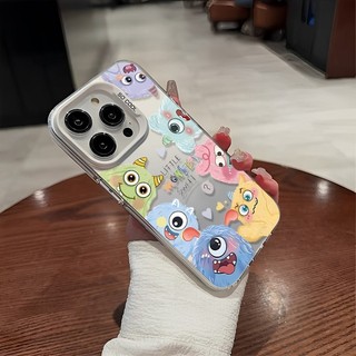 Ốp lưng iPhone cặp đôi chống sốc họa tiết quái vật nhỏ đầy màu sắc, dành cho iPhone 16/15/14/13/12/11 Pro Max/XR/XS Max