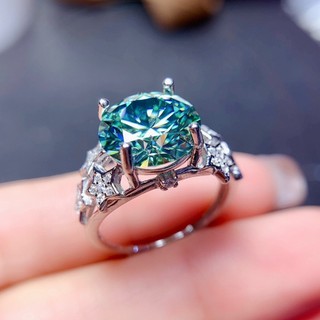 Châu Âu Mỹ ins Phong Cách Mới Mô Phỏng Xanh Xanh Moissanite Nhẫn Nữ