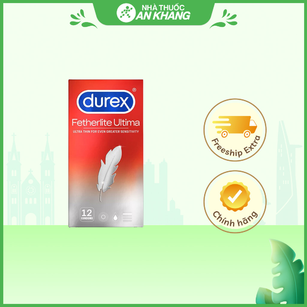Bao cao su DUREX Fetherlite Ultima siêu mỏng dùng tránh thai (hộp 12 cái)