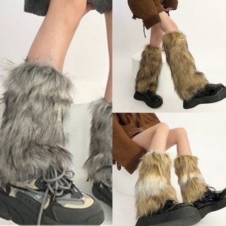 Hum Nữ Vintage Lông Chân Ấm Mùa Đông Ấm Áp Fuzzy Sang Trọng Boot Còng Tất Dài