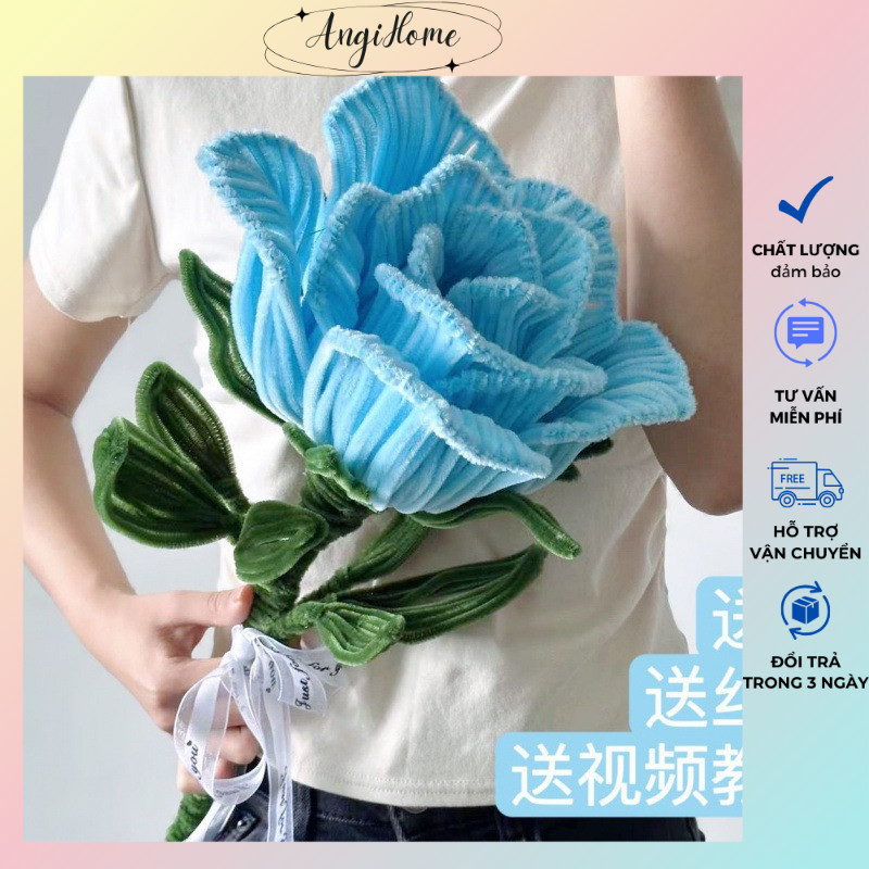 ( Tặng đèn led ) Sét nguyên liệu làm hoa hồng khổng lồ bằng kẽm nhung DIY ANGIHOME