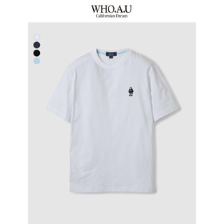 Áo thun cotton cổ tròn in hình mùa xuân mới của WHOAU dành cho nam và nữ