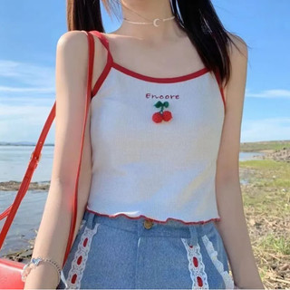 K Dệt Kim Áo Mùa Hè Phong Cách Mới Ngọt Ngào Màu Sắc Tương Phản Áo Vest Ngắn Dễ Thương Dệt Kim Top