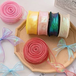 Cầu Vồng Đuôi Cá Sợi Ren Ruy Băng Sóng Cạnh Lụa Ruy Băng DIY Tặng Bao Bì May Trang Trí
