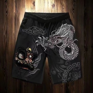 Phong Cách Trung Quốc Thời Trang Quốc Gia Sư Tử Rồng Quần Short In Hình Mùa Hè Slim-Fit Crop Quần Thể Thao Thường Ngày Quà Tặng