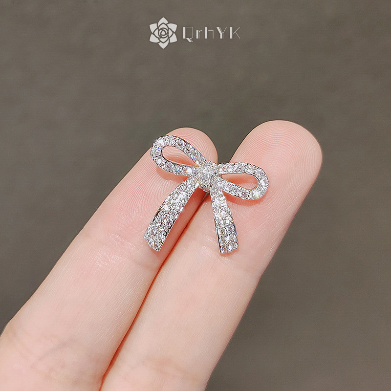 Qrhyk Thanh Lịch Nơ Kim Cương Giả Cài Khóa Pin Cho Nữ Cô Gái Nơ Khóa Pin Cardigan Kẹp Trang Sức Thổ Cẩm Phụ Kiện Mới