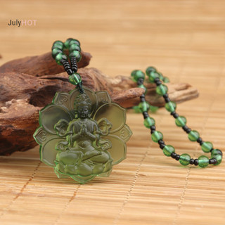 Julyhot Vintage Tự Nhiên Liuli Pha Lê Khắc Quan Âm Mặt Dây Chuyền Vòng Cổ Trang Sức Quyến Rũ Aura Bùa Bùa Tặng Cho Nam Dây Xích Trang Sức May Mắn Massivedeals