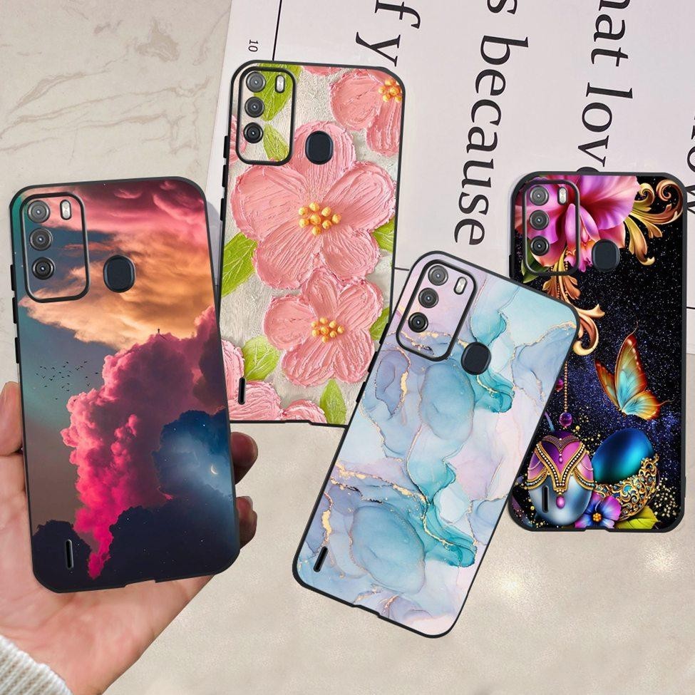 Ốp lưng ITEL Vision 1 Pro Thẩm mỹ Mèo dễ thương Bướm chống sốc TPU mềm Ốp lưng mỏng ITEL S16 Vỏ điện thoại Silicon đen