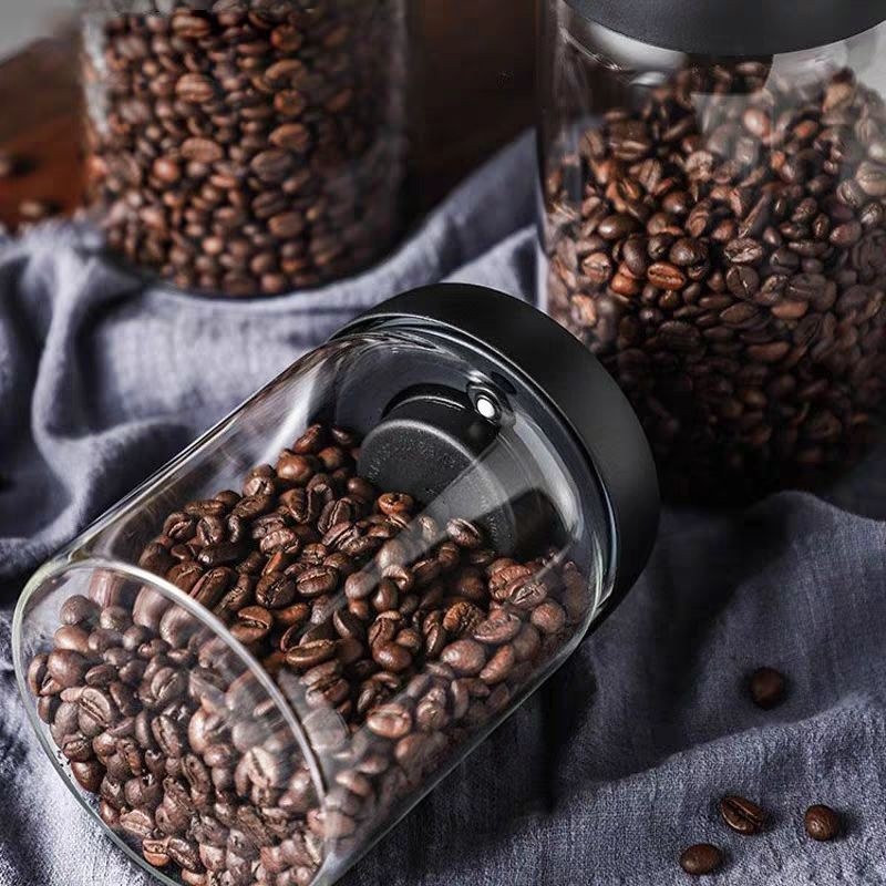 Hũ Thủy Tinh, Hộp Đựng Cà Phê, Lọ có Van Hút Chân Không Nắp Đậy Bảo Quản Đồ Khô Thực Phẩm Chống Ẩm Cao Cấp Nhà Bếp