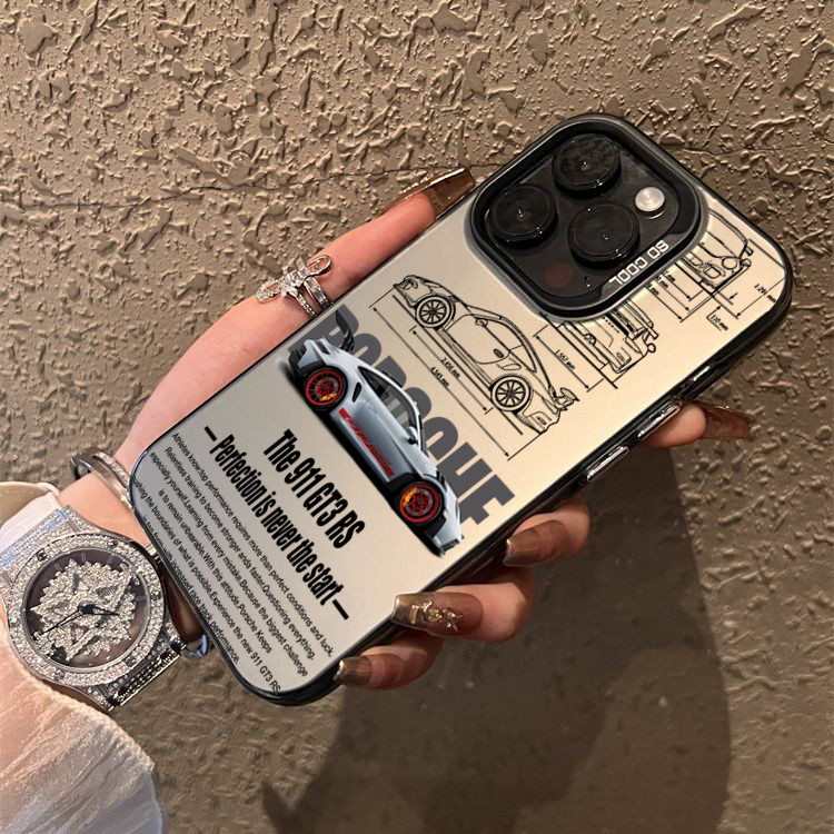 Dành Cho iPhone 11 16 15 Pro Max 14 11 12 13 15 Pro XR XS Max X 7 8 Plus SE2022 Siêu Xe Thể Thao Bạc IMD Kim Loại Cứng Chống Sốc
