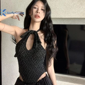 Kudosation Mùa Hè Dây Áo Retro Chấm Bi In Không Đều Lưng Dây Camisole Đẹp