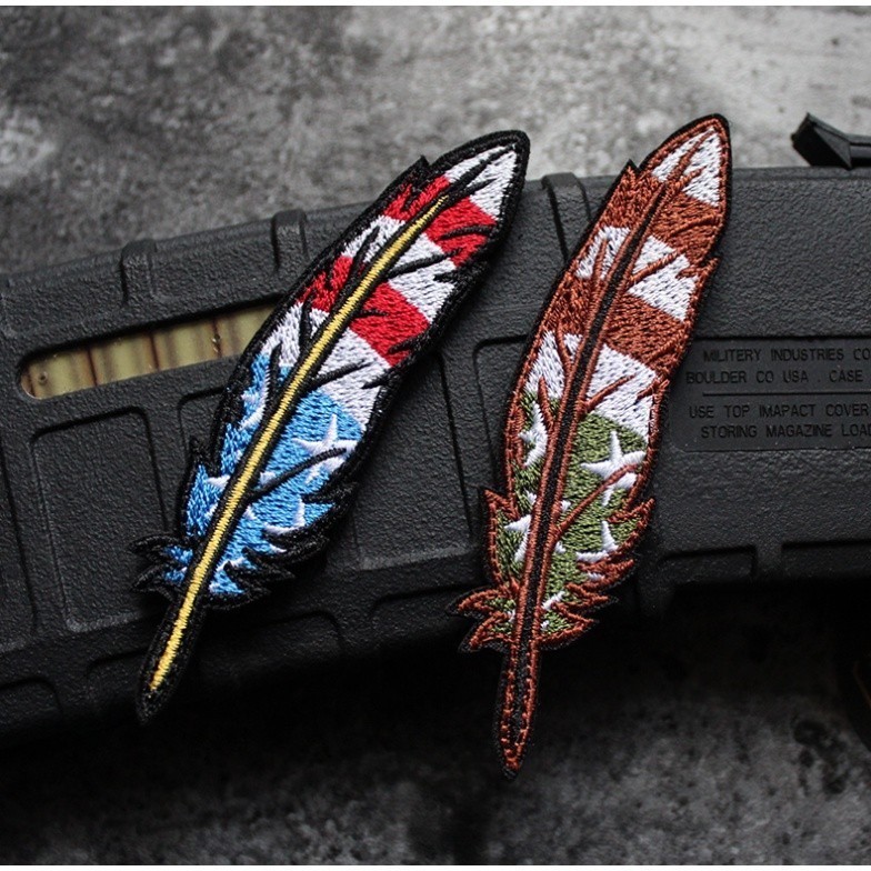 Patch_miếng dán velcro vải huy hiệu lông vũ_chiến thuật _tactical