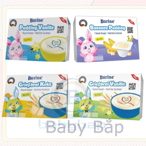 Cháo Sữa Burine Đủ Vị Pudding Vani, Pudding Chuối, Bích Quy, Vani Lốc 6 Hộp x 50g