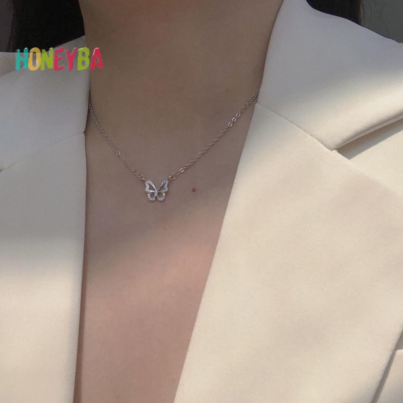 < Honeyba > Vòng cổ vòng cổ mặt trăng ngôi sao phong cách Hàn Quốc Dây chuyền xương đòn hai lớp dành cho nữ Phụ kiện trang sức bé gái