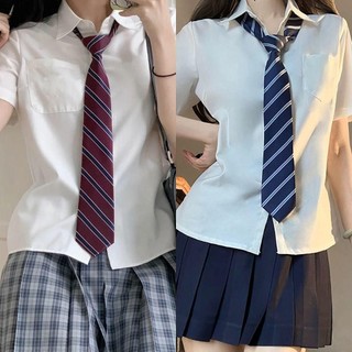 Dây nơ cổ sọc đỏ phong cách đại học, phụ kiện thời trang cho học sinh