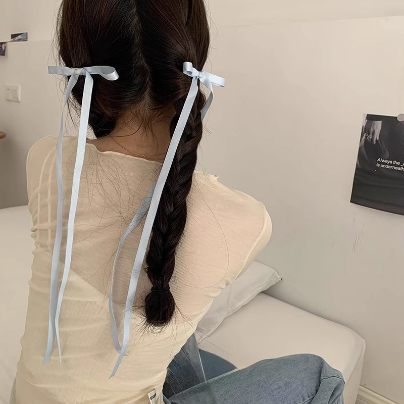 Kẹp Tóc Nơ Ruy Băng Dài Cổ Điển Cho Nữ