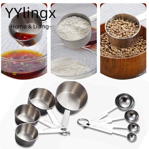 YYlingx Set 4 muỗng/cốc đo lường chất liệu thép không gỉ dung tích 60/80/120/235ml tiện lợi