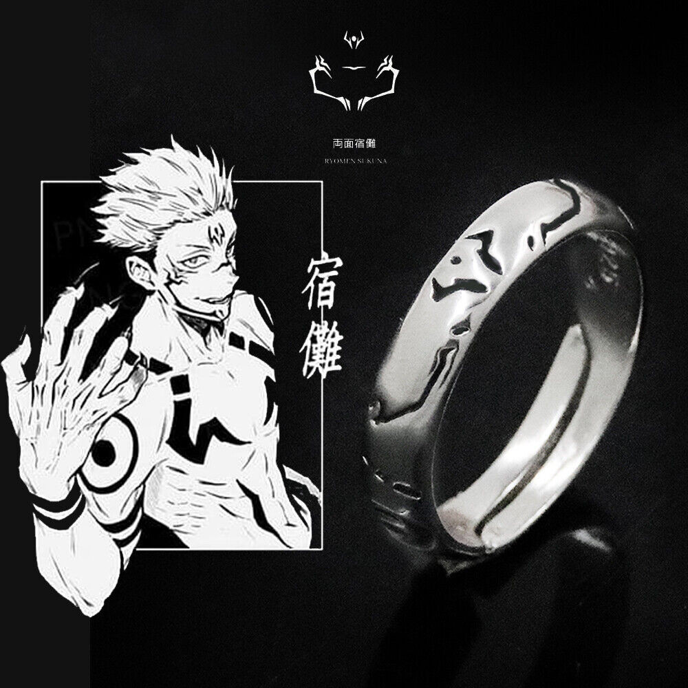 Anime Jujutsu Kaisen Ryomen Sukuna Itadori Yuji Nhẫn Cosplay Nam Nữ Có Thể Điều Chỉnh Nhẫn Trang Sức Chống Đỡ Phụ Kiện