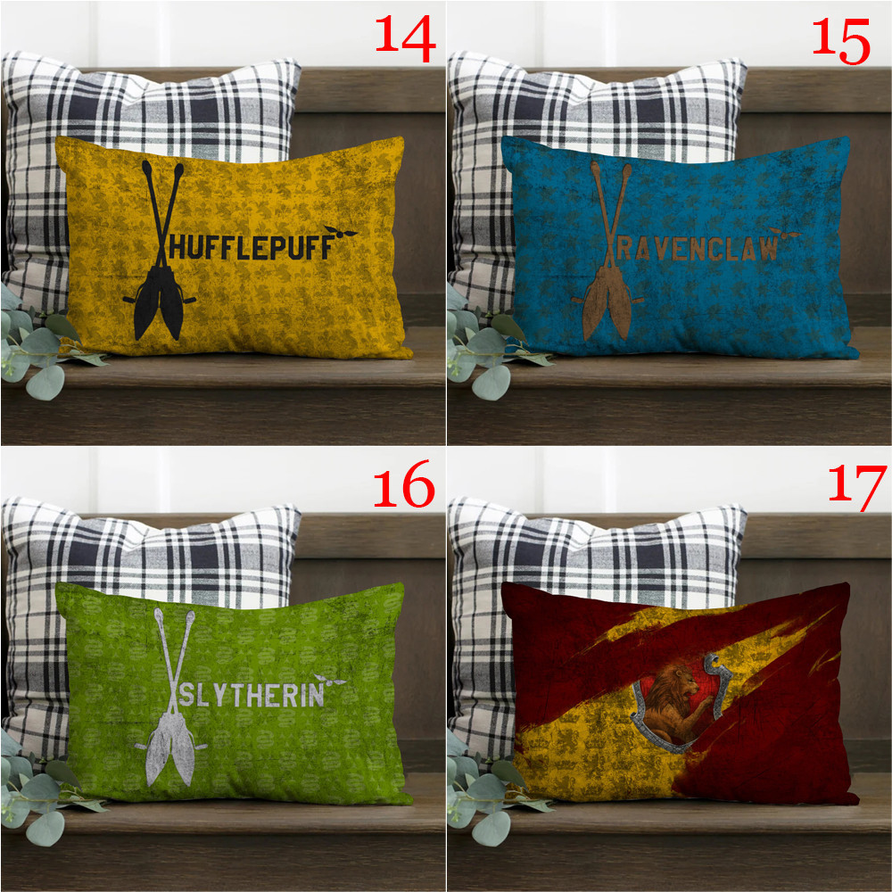 Harry Potter Houses Logo Vỏ Gối Hình Chữ Nhật In Hình Một Mặt Đệm Polyester Trang Trí Nhà Cửa Món Quà Tốt Nhất (Không Có Lõi)