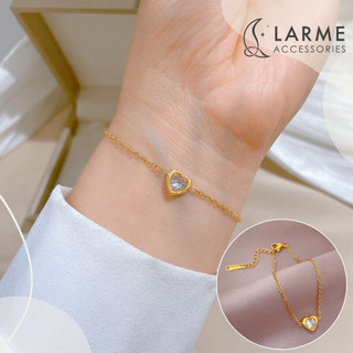 Vòng tay nữ titan không đen gỉ hình trái tim nhẹ nhàng Larme accessories -VT0164