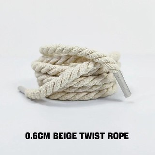 Dây ren tròn dày 0.6cm cho giày/bốt, 1 đôi cotton xoắn