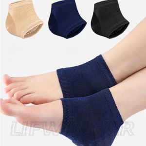 Sfse- Miếng đệm gót chân - Chống trượt, Hấp thụ sốc - Tất nửa mét - Chăm sóc bàn chân - Bảo vệ gót chân bằng silicon - Tất chân dưỡng ẩm khô nứt nẻ - Giảm đau