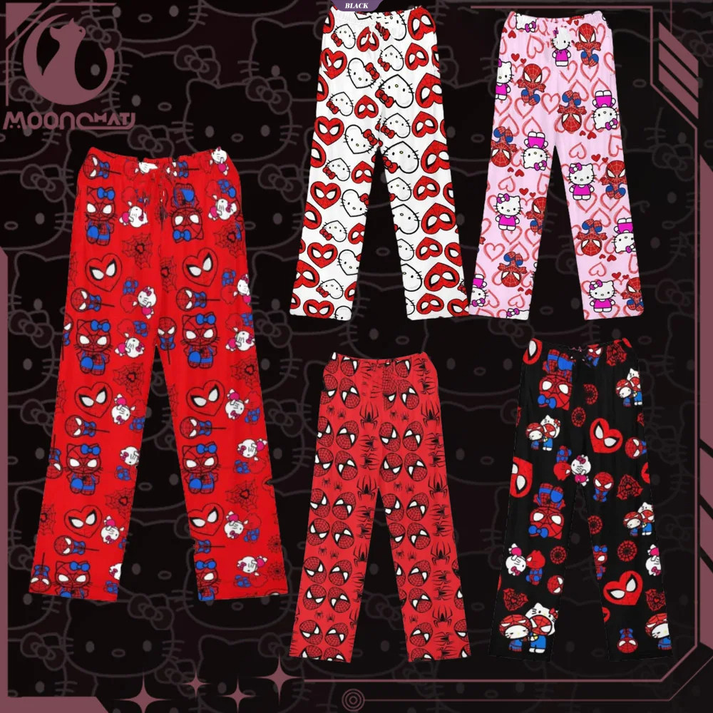 Miniso Spiderman Hello Kitty Hoạt Hình Nữ Pyjama Quần Dài Xuân Hè Phiên Bản Hàn Quốc Giải Trí Tại Nhà Quần Cặp Đôi Rời Quần Ngủ [BL]