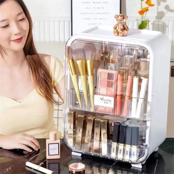 Hộp đựng đồ trang điểm giá đựng đồ để bàn để bàn hộp đựng sản phẩm chăm sóc da Son môi dung tích lớn trong suốt có nắp
