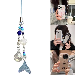 YOI Đuôi Cá Vỏ Hạt Mặt Dây Chuyền Điện Thoại Quyến Rũ Treo Dây Điện Thoại Dễ Thương Dây Đeo Túi Trang Trí Dây Móc Khóa Truy Cập