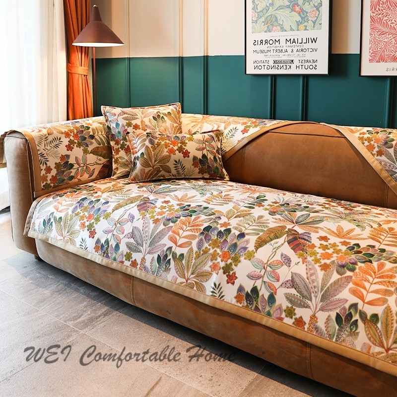 Sofa Đệm Mùa Hè Mát Thảm Ice Silk Phong Cách Mùa Hè Da Chống Trơn Trượt Sofa Đệm Bốn Mùa Đa Năng Full Cover Khăn Sau