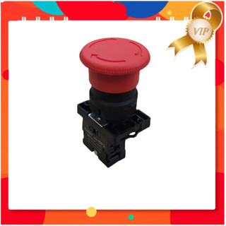 (HCM) Nút nhấn khẩn đầu nấm phi 40mm, màu đỏ có sẵn tiếp điểm 1 NC, NP2-ES Hãng Chint (Hàng Xuất Khẩu EU)