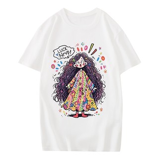 HIIXIIVI 100% Cotton Tay Ngắn Oversize Unisex Áo Thun Plus Size Người Phụ Nữ Tee Baggy Hoạt Hình Áo