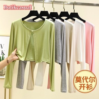Phụ Nữ Xuân Hè Dài Tay Mỏng Ngắn Mỏng Kích Thước Lớn Thoáng Mát cardigan
