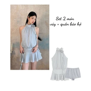 Set bộ 2 món váy liền thân+quần bảo hộ phong cách trẻ trung năng động XIMIMI SP269