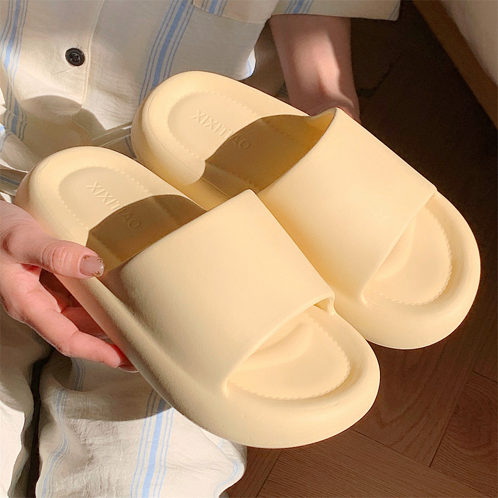 Xixitiao Cặp Đôi Nhà Màu Trơn Mùa Hè Nam Nữ Dép Dép Thời Trang Phòng Tắm Flip-Flops