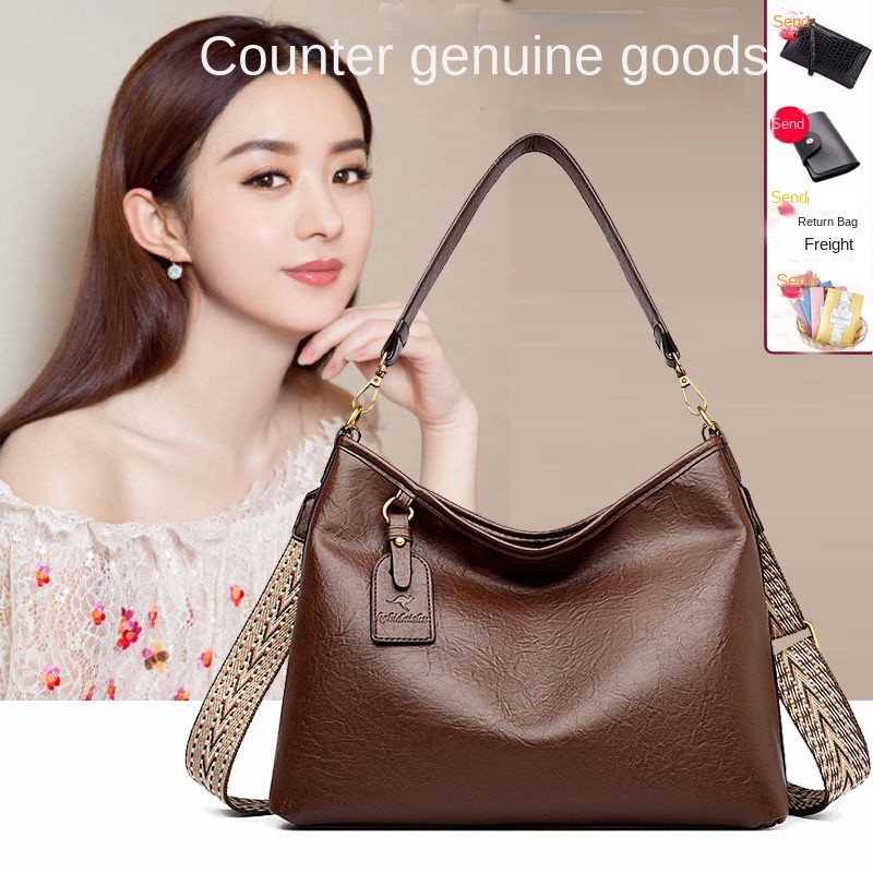 Phong Cách Mới Nữ Túi Đeo Vai Túi Messenger Túi Nữ Phong Cách Mới Thời Trang Trung Niên Nách Túi Đeo Vai Rộng Da Bò Lớn @ -