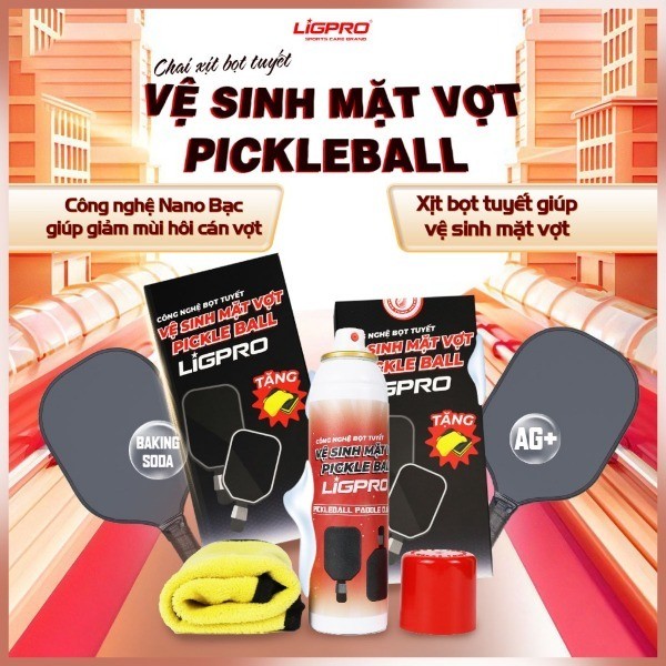 Xịt vệ sinh mặt vợt Pickleball LIGPRO 200ml TẶNG KHĂN chuyên dụng bảo quản các loại vợt thethaochinhhang