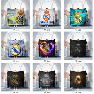 Real Madrid Câu Lạc Bộ Bóng Đá Logo Một Mặt In Hình Chăn Flannel Gia Đình Quà Tặng Thiết Thực Chăn Điều Hòa