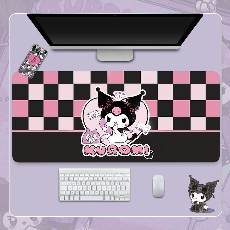 Sanrios Kuromi kawaii Hoạt Hình Miếng Lót Chuột 60x30cm Anime Bàn Phím Chuột Thảm Mềm Chống Trơn Trượt Bàn Di chuột Game Thủ Decoracion