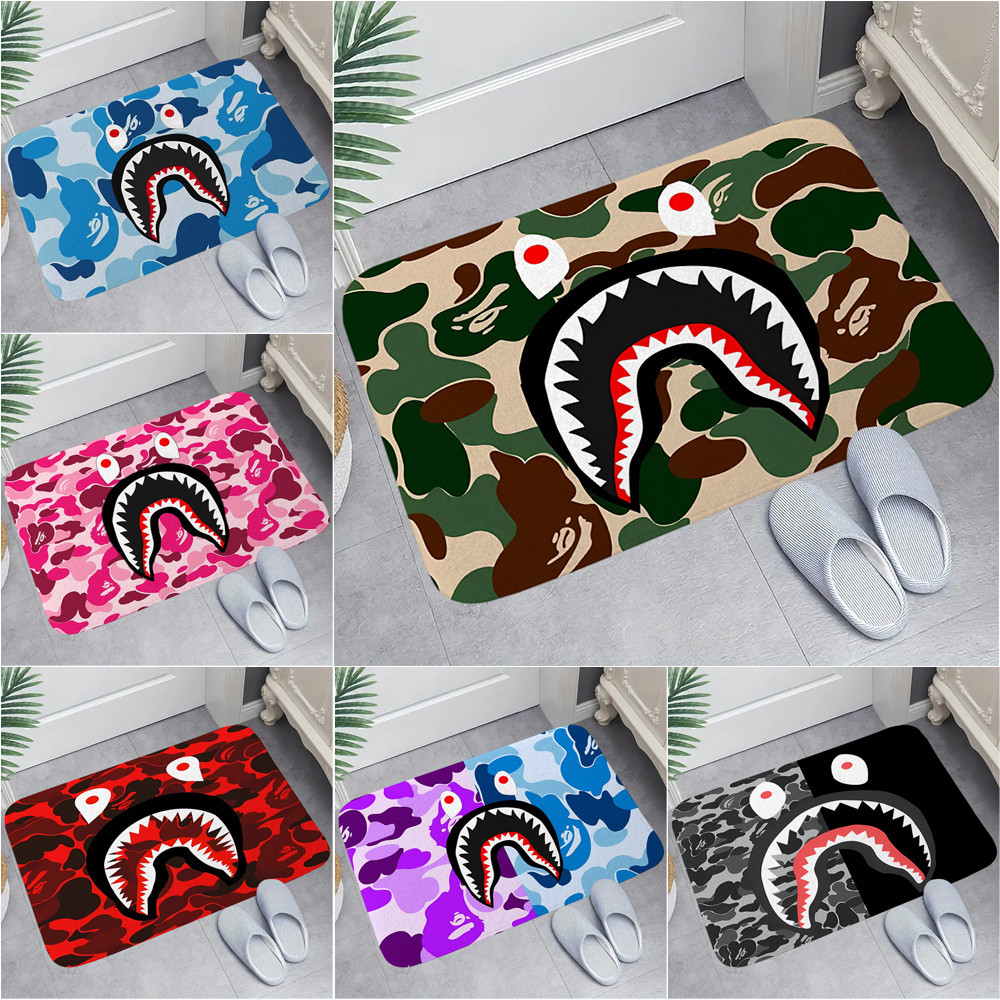 Bape Thảm lót cửa chùi chân Chống Trượt Họa Tiết Rằn Ri Kích Thước 60 X 40Cm