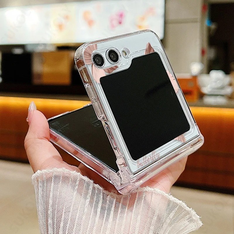 Ốp lưng hình con bướm dễ thương cho Samsung Galaxy Z Flip 5 Z Flip 4 Z Flip 3 Bản lề đầy đủ Bảo vệ chống sốc trong suốt Vỏ điện thoại Samsung Z Flip5 Flip4 Flip3