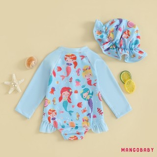 Mg-baby Bé Gái Đồ Bơi Dâu Hoa Nàng Tiên Cá Bikini Có Mũ Đồ Bơi Sơ Sinh Cho Tắm Mùa Hè