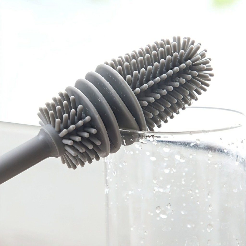 Bàn Chải Silicone Cán Dài Cọ Rửa Ly Thủy Tinh/Bình Nước Đa Ứng Dụng Cho Nhà Bếp Nhà Tắm FETA