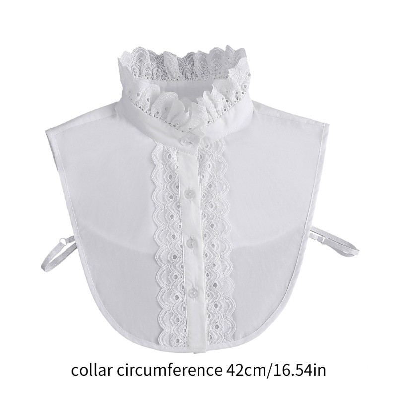 Dasbsug Áo Sơ Mi Trắng Thời Trang Nữ Thanh Lịch Xù Ren Nửa Áo Cổ Giả Crop Top