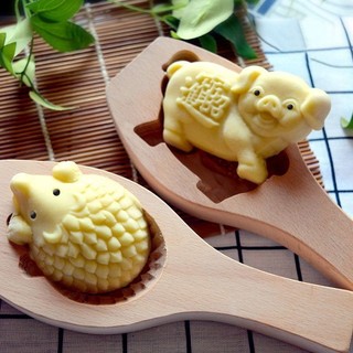 Lõm Đáy Họa Tiết Hoạt Hình Nhím Lợn Hấp Bun Hoa Pasta Mung Bean Cake Qingmingguo Bánh Trung Thu Khuôn Gỗ cxb jiaersh.my7.14