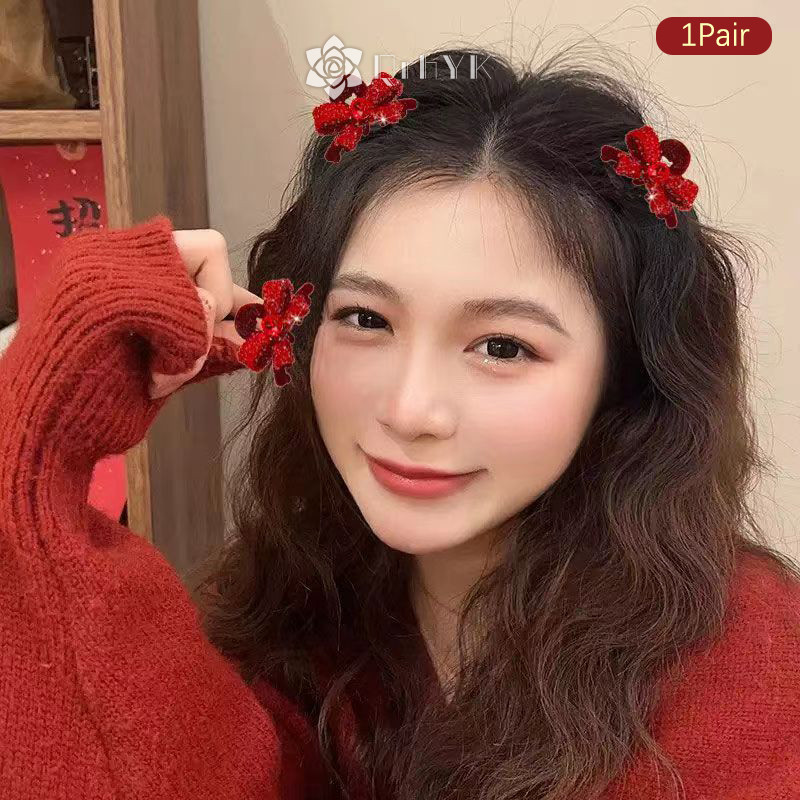 Qrhyk 1 Túi Nhung Đỏ Vuốt Tóc Nơ Nhỏ Nữ Bé Gái Cua Tóc Valene Ngày Quà Tặng Mới